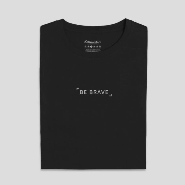 Be Brave Organic Cotton Tshirt Black Folded