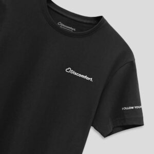Love Discomfort Follow Your Dreams Organic Cotton Tshirt Black Front 2